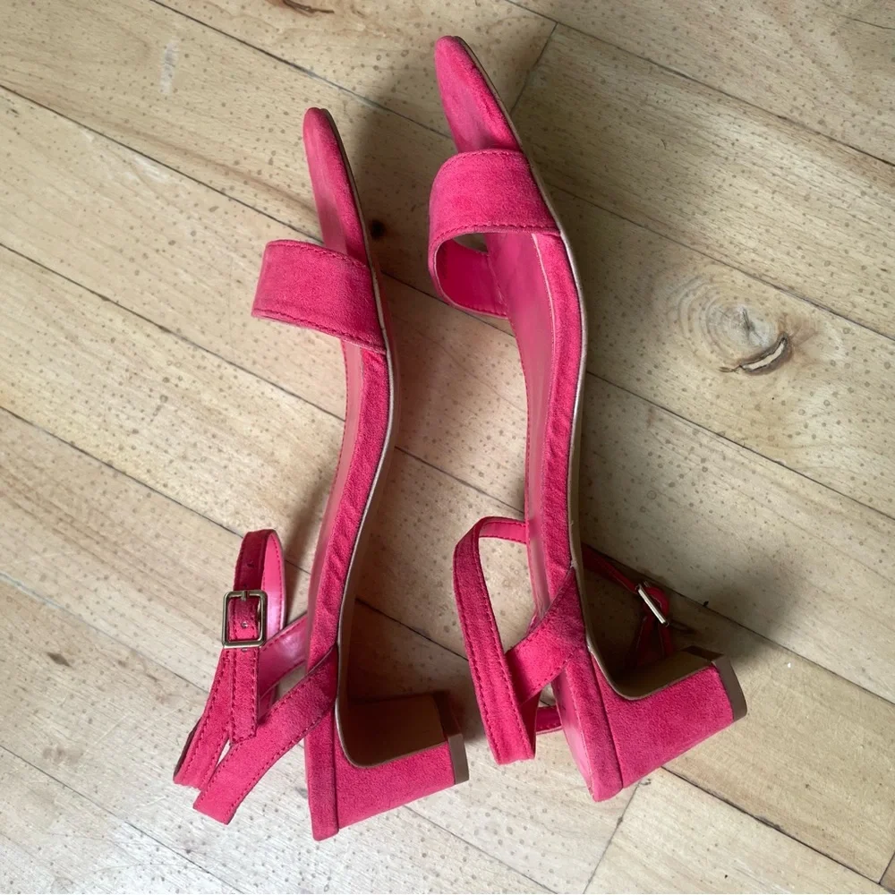 J. Crew pink heels women’s size 7 wrap suede Sleek‎ Minimalist Design